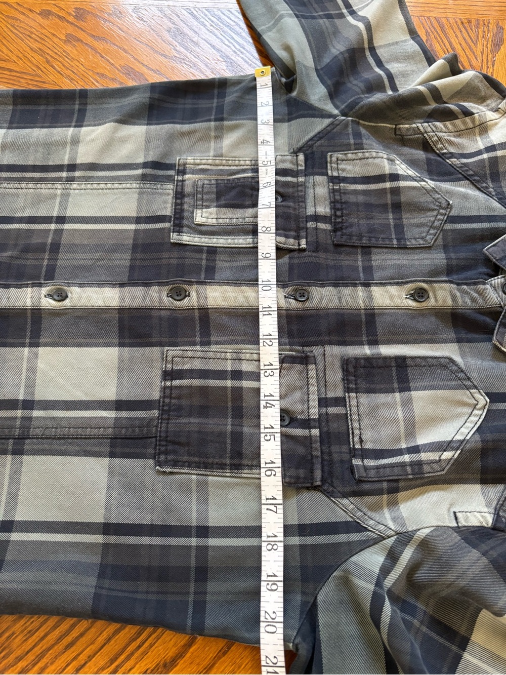 H&M DIVIDED Olive Plaid Western Utility Streetwear 100% Cotton Button-down Shirt - Picture 11 of 16